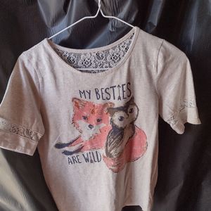 Justice best friends fox and owl shirt size 14